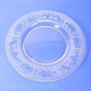 Wheeling Fox and Hounds Etched Glass Hunting Scene - Set 10 Luncheon Plates 8.5"